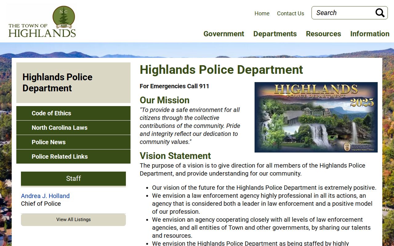 Highlands criminal records source at the Highlands Police Department